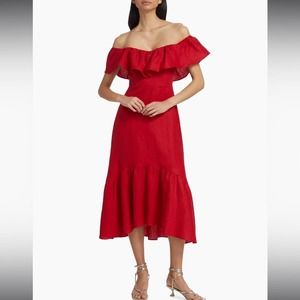 Reformation Scarlet Off-Shoulder Midi Dress